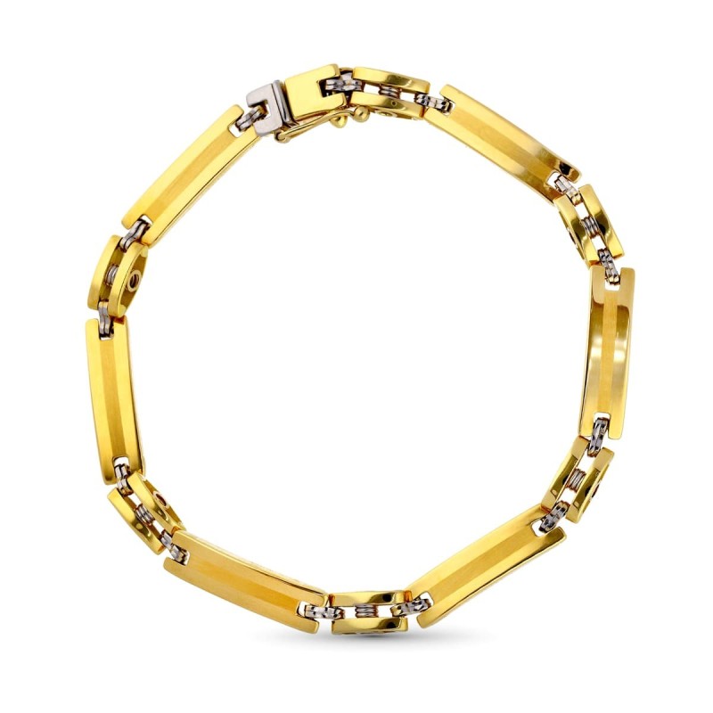 Pulsera Oro Bicolor Motivos Huecos Ancho: 5Mm. Largo: 20,5 Cm oro 18k