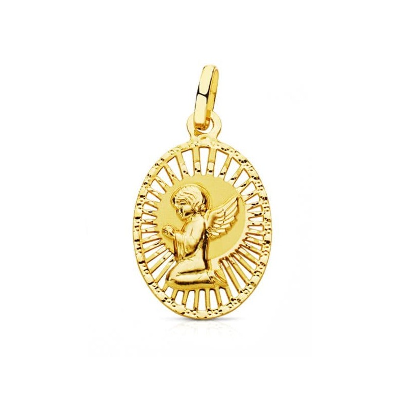 Medalla Oro Amarillo Angel Cerco Calado 22X14 Mm oro 18k