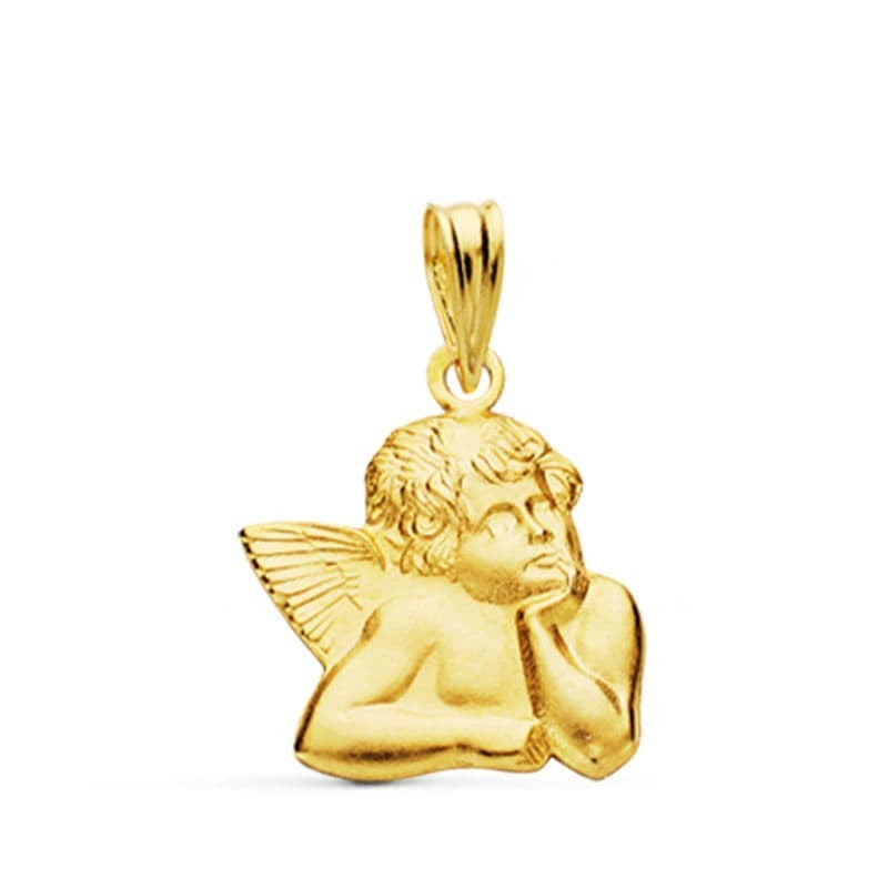 Medalla Silueta Angel Burlon Oro Amarillo Pequeño 14 Mm oro 18k