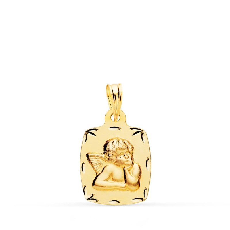 Medalla Oro Amarillo Tonel Angelito Burlon Tallada 19X13 Mm oro 18k