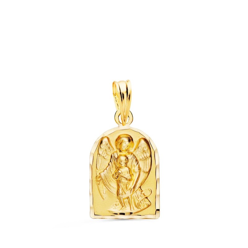 Medalla Oro Amarillo Capilla Angel De La Guarda Borde Tallado 18X11 Mm oro 18k