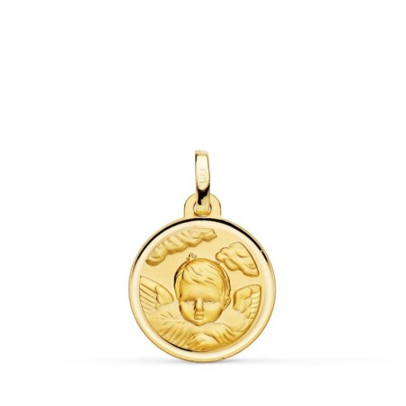 Medalla Oro Amarillo Angel Niño En La Nube Bisel 16 Mm oro 18k