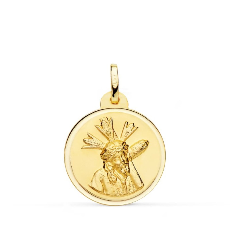 Medalla Oro Amarillo Cristo Del Gran Poder Bisel 20 Mm oro 18k