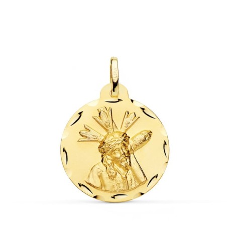 Medalla Oro Amarillo Cristo Del Gran Poder Tallada 22 Mm oro 18k