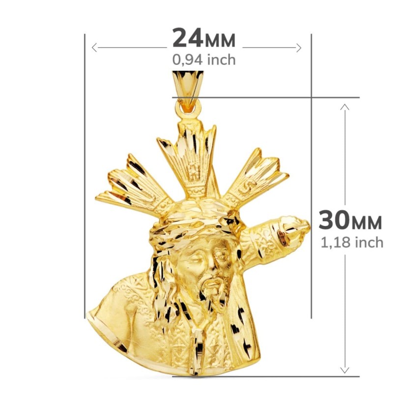 Cristo Gran Poder Silueta Oro Amarillo 28X24 Mm oro 18k