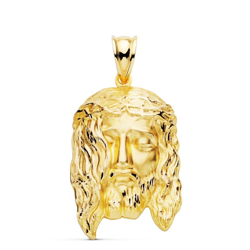 Colgante Oro Amarillo Cabeza De Cristo Estampado. 30X19 Mm oro 18k