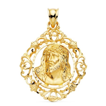 Colgante Cristo Oro Amarillo Estampado Cerco. 32X29 Mm oro 18k