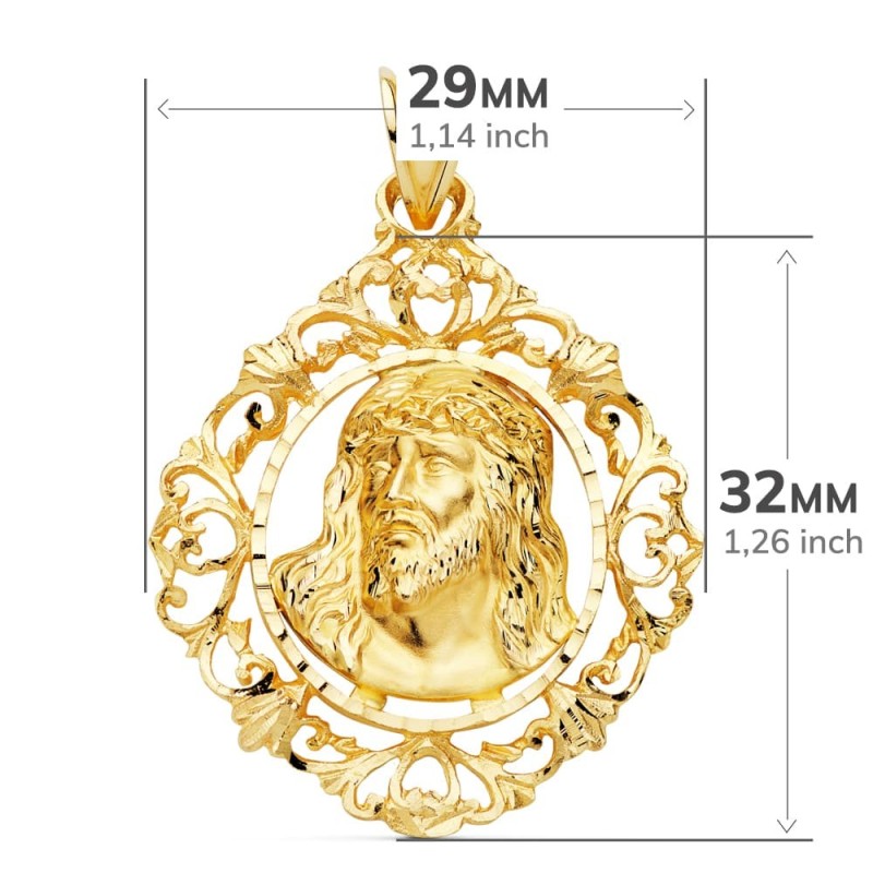 Colgante Cristo Oro Amarillo Estampado Cerco. 32X29 Mm oro 18k