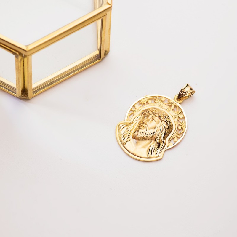 Colgante Colgante Oro Amarillo Cabeza De Cristo Orla 32X26 Mm oro 18k