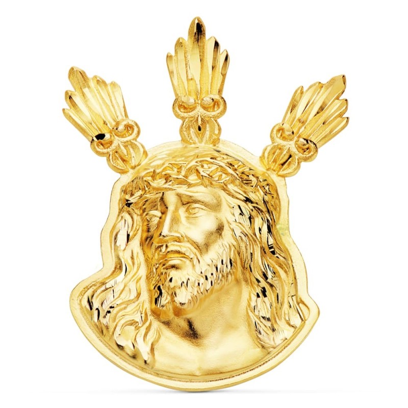 Colgante Colgante Oro Amarillo Cabeza De Cristo Potencias 38X29 Mm oro 18k