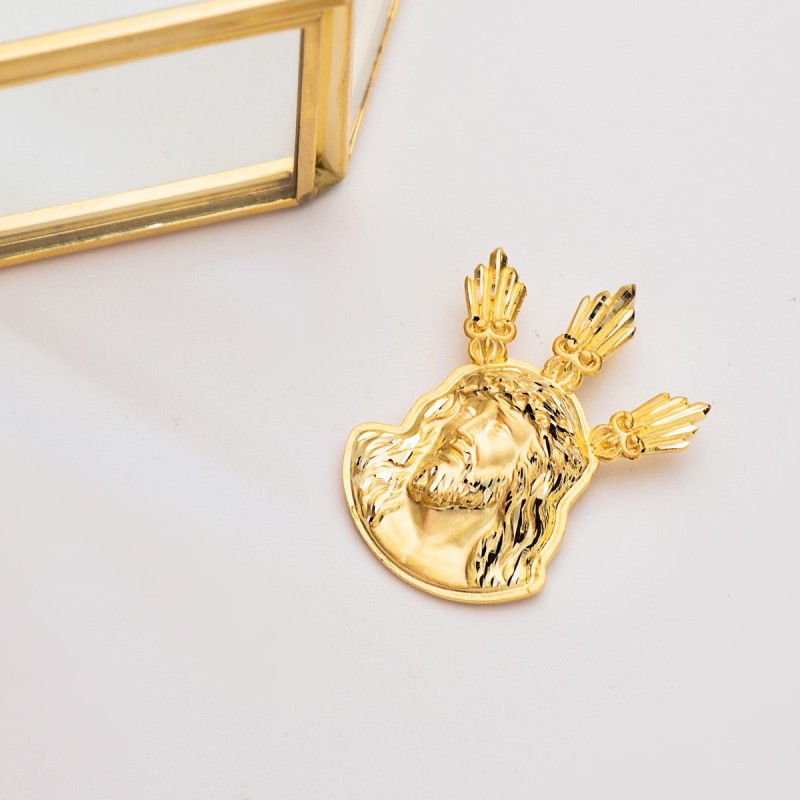 Colgante Colgante Oro Amarillo Cabeza De Cristo Potencias 38X29 Mm oro 18k