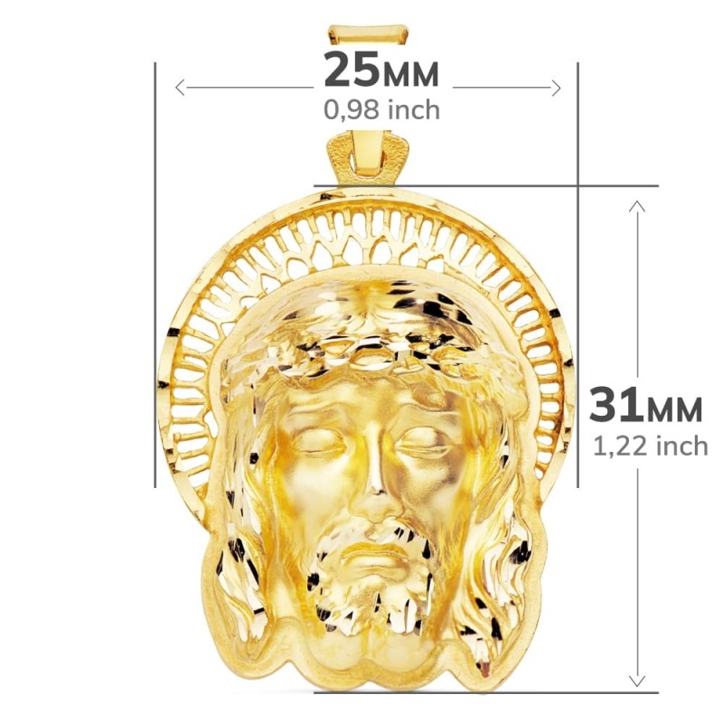 Colgante Oro Amarillo Cabeza De Cristo Orla 35X25 Mm oro 18k