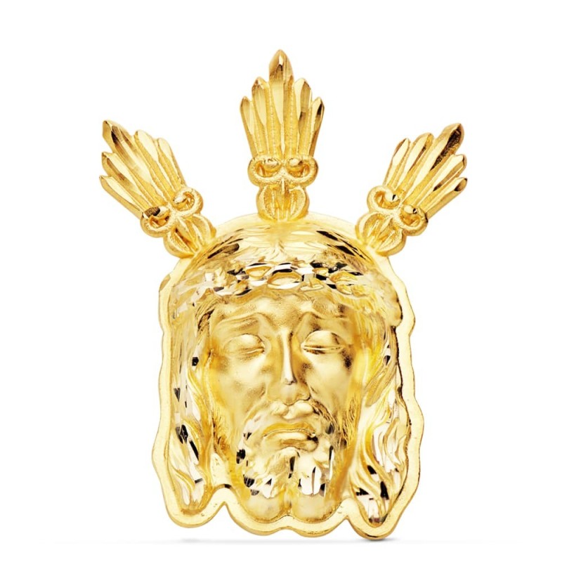 Colgante Colgante Oro Amarillo Cabeza De Cristo Potencias 39X28 Mm oro 18k