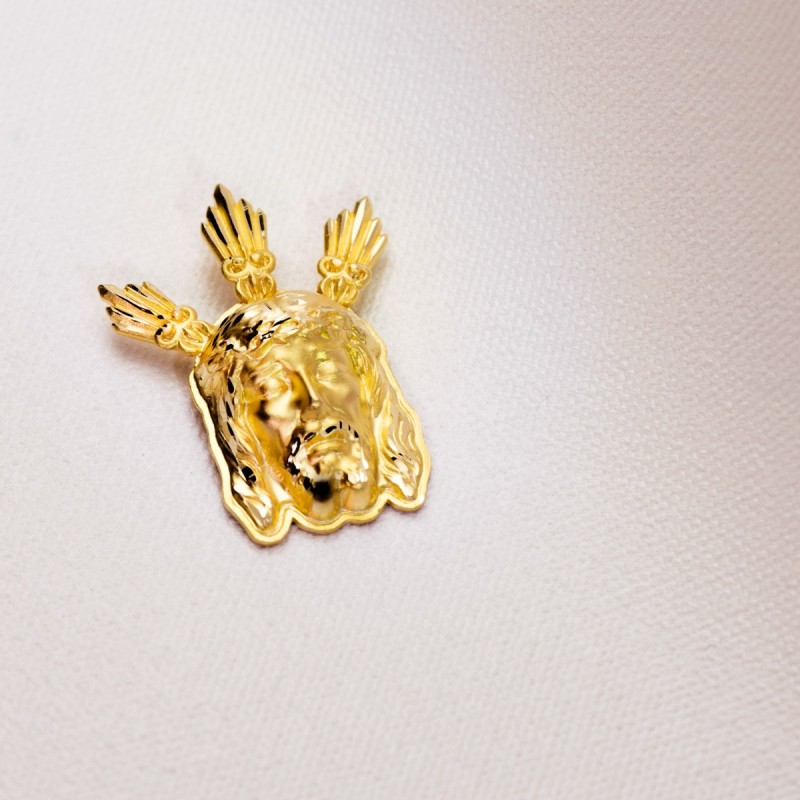 Colgante Colgante Oro Amarillo Cabeza De Cristo Potencias 39X28 Mm oro 18k