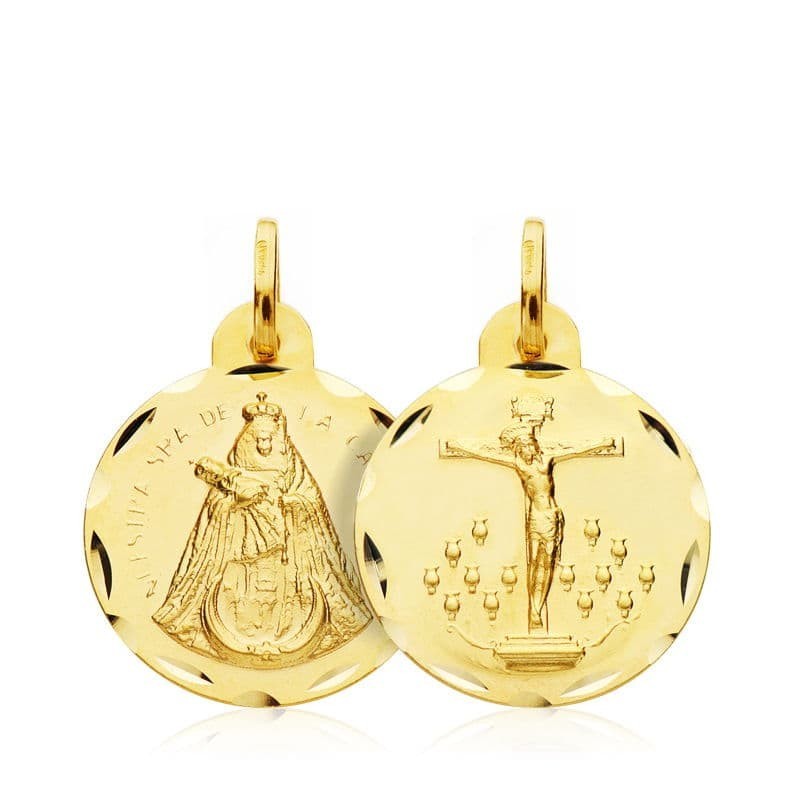 Escapulario Oro Amarillo Cristo De La Laguna Virgen De La Candelaria 18 Mm oro 18k