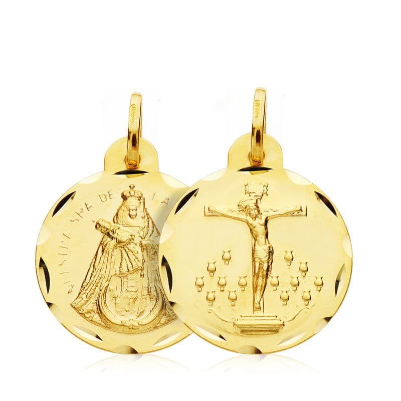 Escapulario Oro Amarillo Cristo De La Laguna Virgen De La Candelaria 20 Mm oro 18k