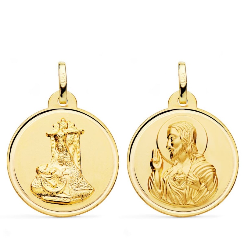 Medalla Oro Amarillo Escapulario Oro Amarillo Virgen De Las Angustias Y Corazon De Jesus Bisel 24 Mm oro 18k