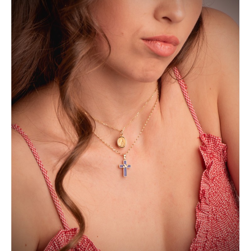 Escapulario Oro Amarillo Bisel Oro Amarillo Virgen Del Carmen Corazon De Jesus 12 Mm oro 18k