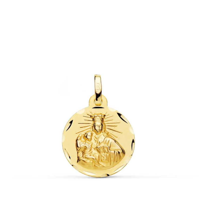 Escapulario Oro Amarillo Corazon De Jesus Y Virgen Del Carmen Oro Amarillo Tallado 16 Mm oro 18k