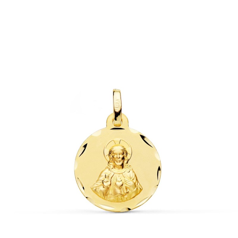 Escapulario Oro Amarillo Corazon De Jesus Y Virgen Del Carmen Oro Amarillo Tallado 16 Mm oro 18k