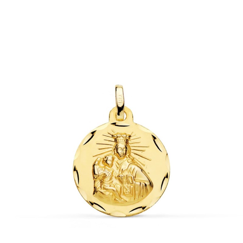 Escapulario Oro Amarillo Corazon De Jesus Y Virgen Del Carmen Tallado Oro Amarillo 18 Mm oro 18k