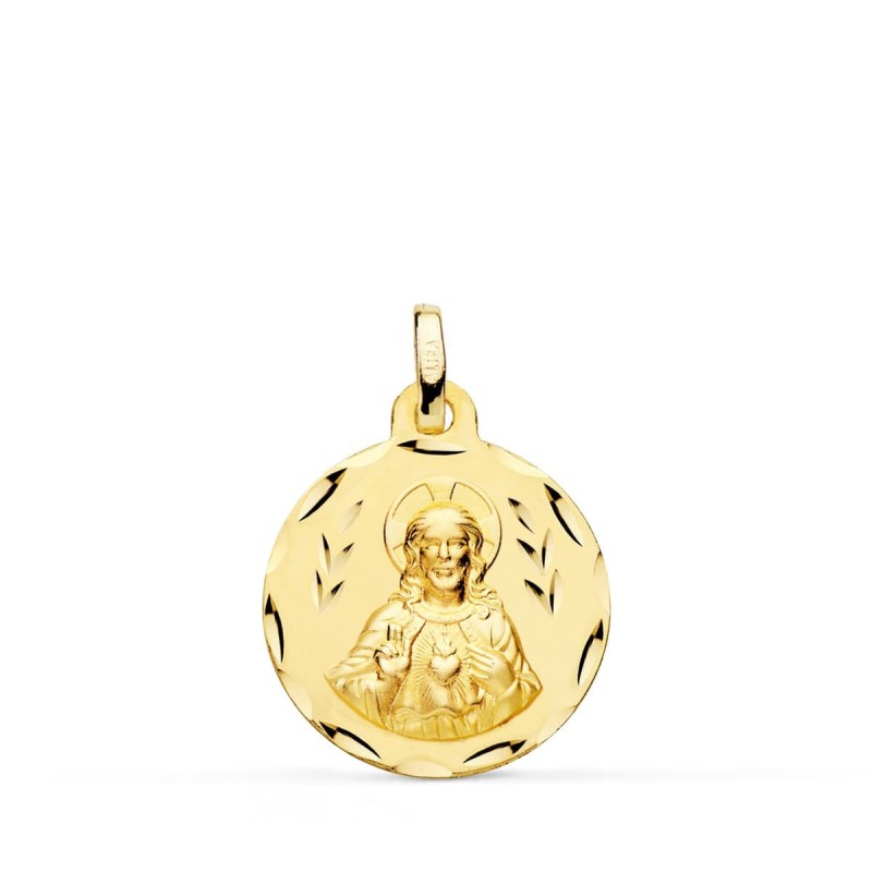 Escapulario Oro Amarillo Corazon De Jesus Y Virgen Del Carmen Tallado Oro Amarillo 18 Mm oro 18k