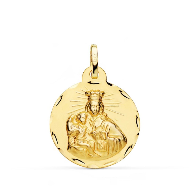 Escapulario Oro Amarillo Corazon De Jesus Y Virgen Del Carmen Tallado Oro Amarillo 22 Mm oro 18k