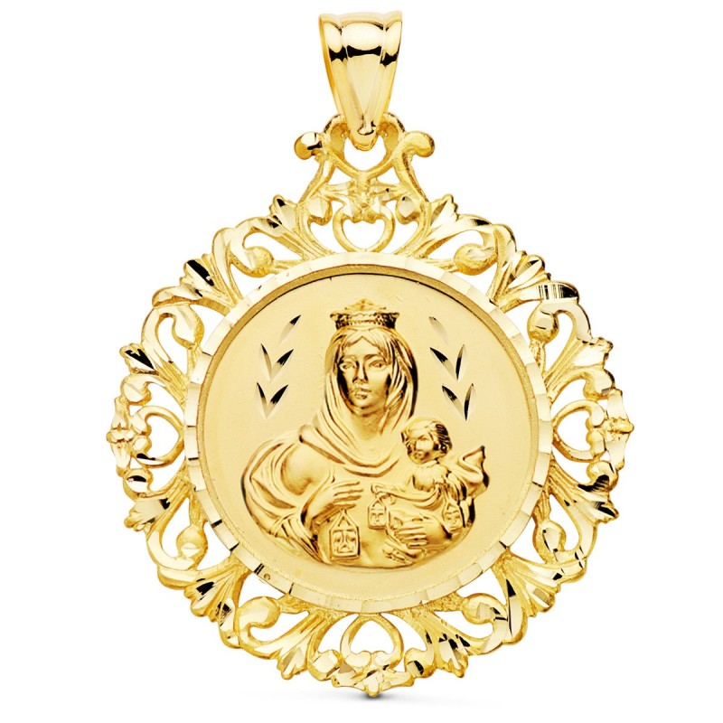 Medalla Oro Amarillo Escapulario Oro Amarillo Cerco Corazon De Jesus Y V Carmen 45X40 Mm oro 18k