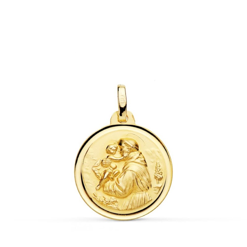 Medalla Oro Amarillo San Antonio Bisel 18 Mm oro 18k