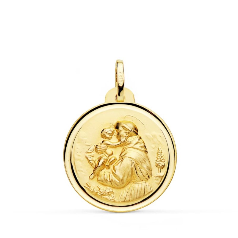 Medalla Oro Amarillo San Antonio Bisel 24 Mm oro 18k