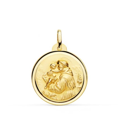 Medalla Oro Amarillo San Antonio Bisel 24 Mm oro 18k