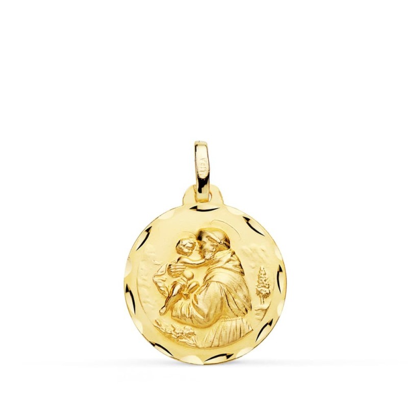 Medalla Oro Amarillo De San Antonio 18 Mm oro 18k