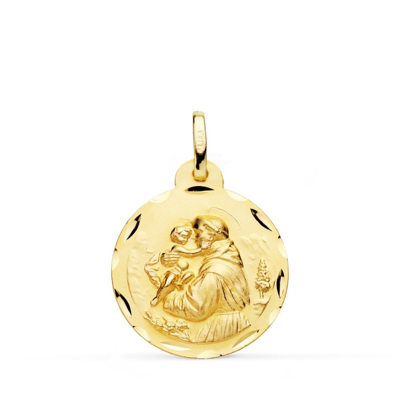 Medalla Oro Amarillo San Antonio Tallada 20 Mm oro 18k