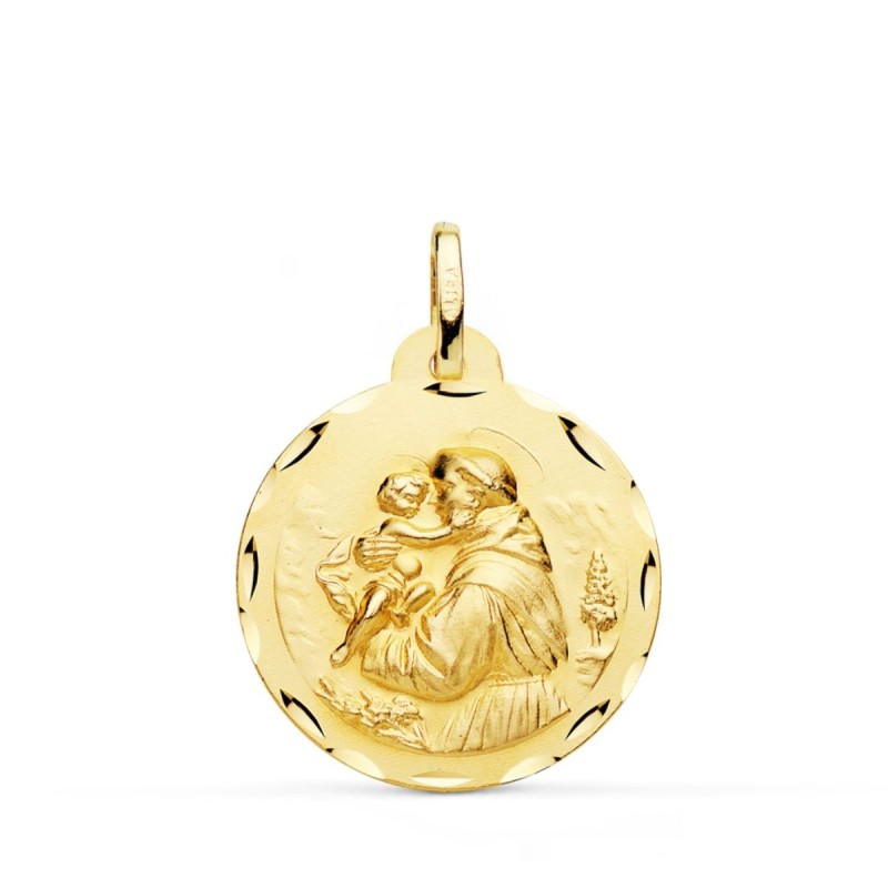 Medalla Oro Amarillo San Antonio Tallada 24 Mm oro 18k