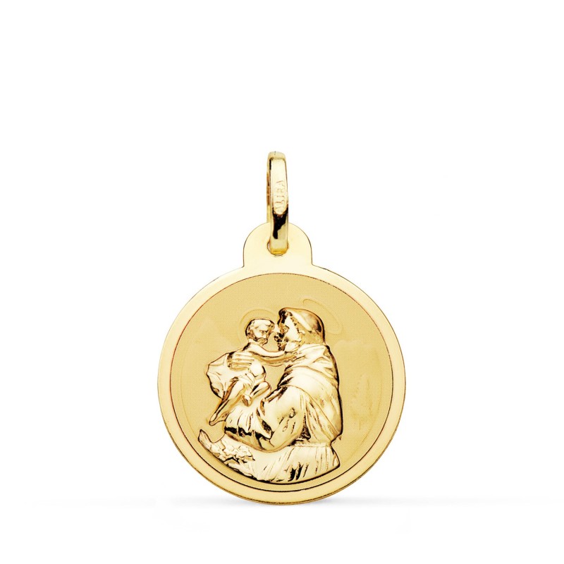 Medalla Oro Amarillo San Antonio Brillo 20 Mm oro 18k