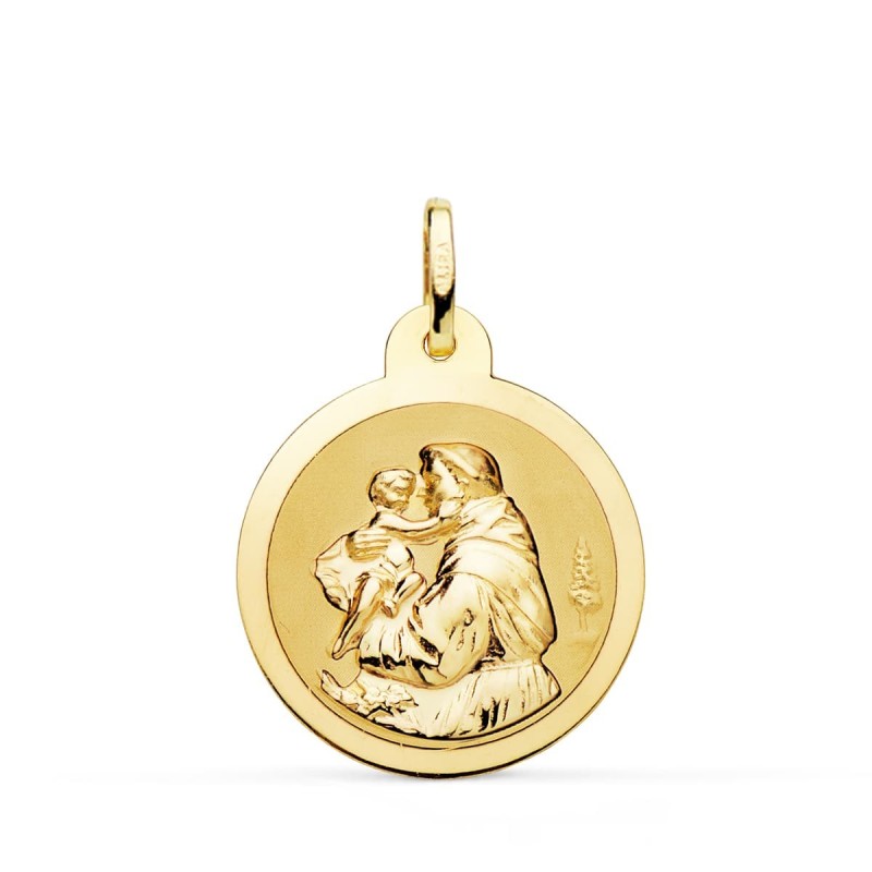 Medalla Oro Amarillo San Antonio Brillo 22 Mm oro 18k
