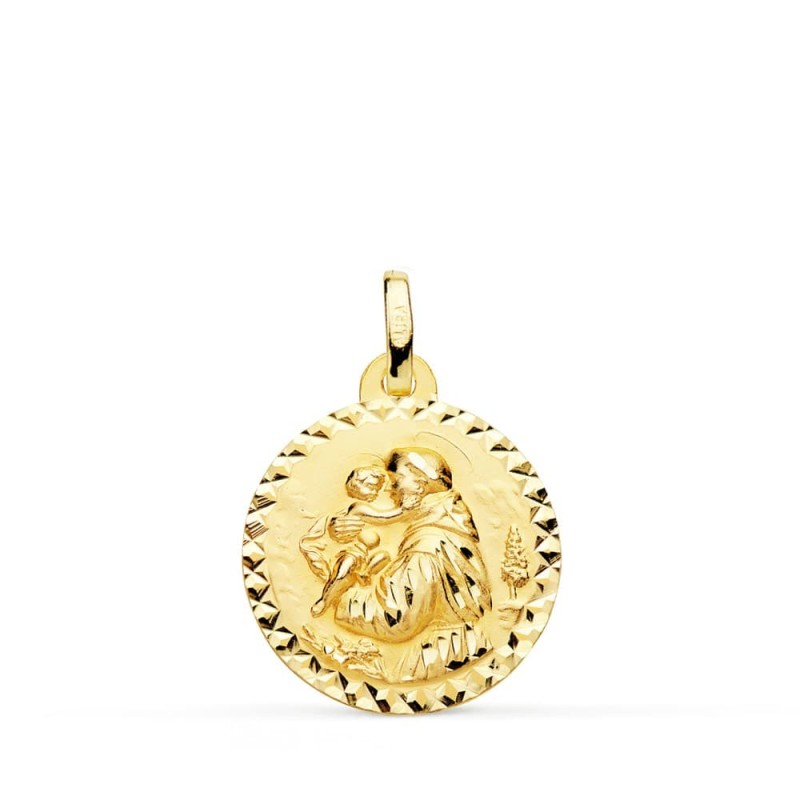 Medalla Oro Amarillo San Antonio Talla Cruzada 18 Mm oro 18k
