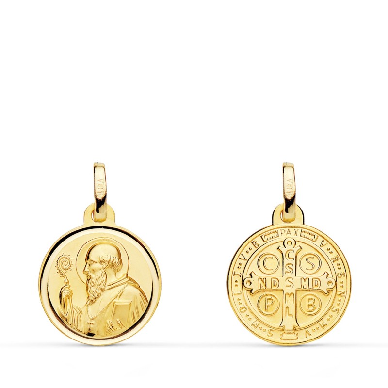 Escapulario Oro Amarillo San Benito Bisel 14 Mm oro 18k