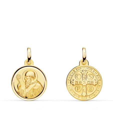 Escapulario Oro Amarillo San Benito Bisel 14 Mm oro 18k