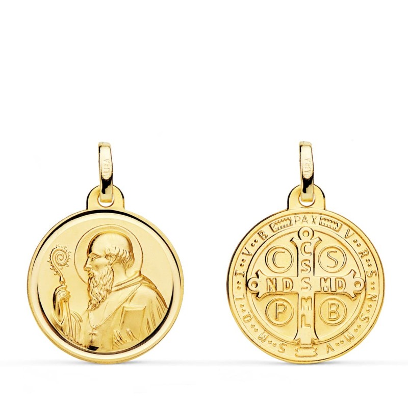 Escapulario Oro Amarillo San Benito Bisel 18 Mm oro 18k