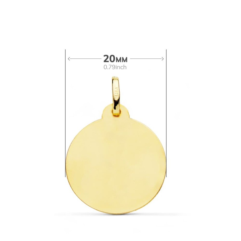 Medalla Oro Amarillo San Cristobal Lisa Matizada 20 Mm oro 18k