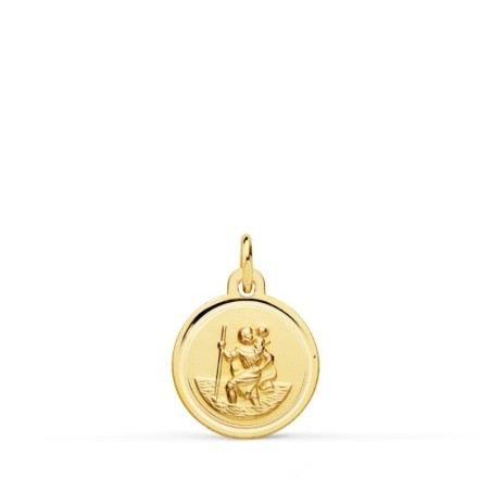 Medalla Oro Amarillo San Cristobal Bisel 12 Mm oro 18k