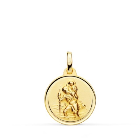 Medalla Oro Amarillo San Cristobal Bisel 16 Mm oro 18k