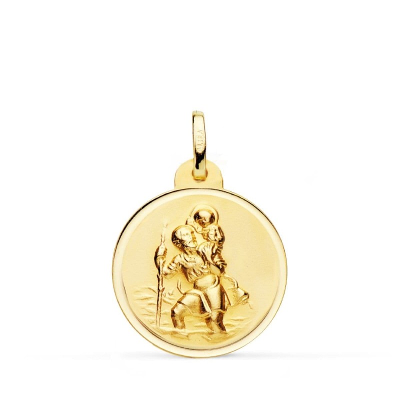 Medalla Oro Amarillo San Cristobal Bisel 20 Mm oro 18k