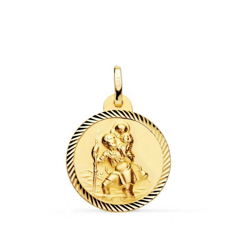 Medalla Oro Amarillo San Cristobal Borde Helice 20 Mm oro 18k