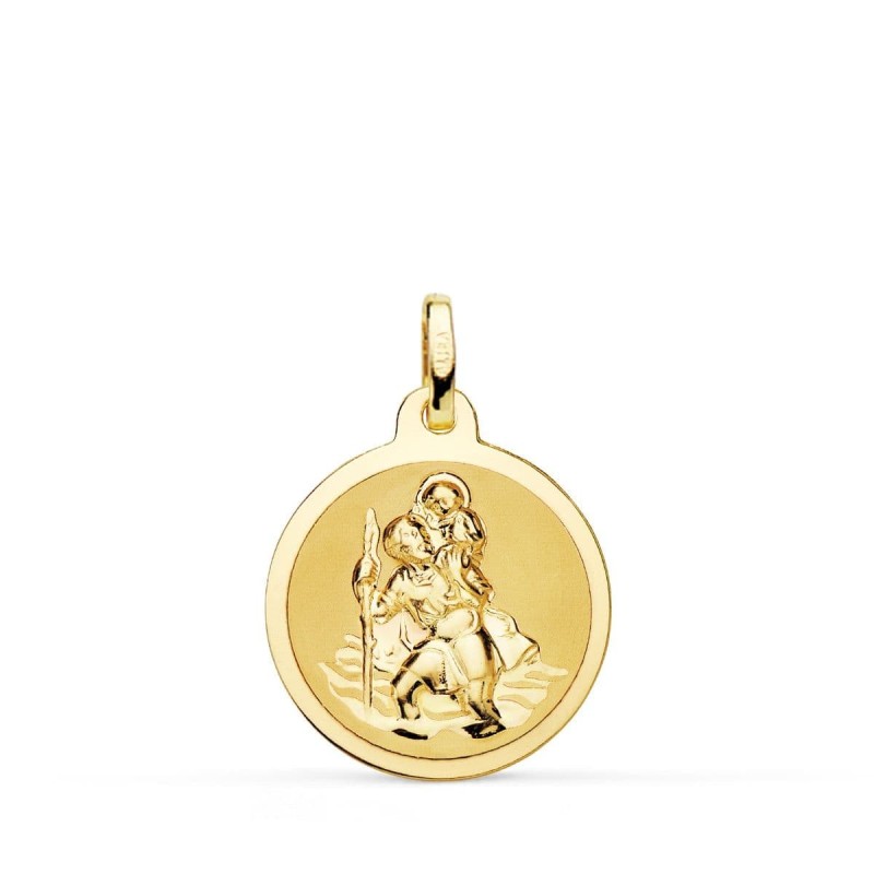 Medalla Oro Amarillo San Cristobal Brillo 18 Mm oro 18k
