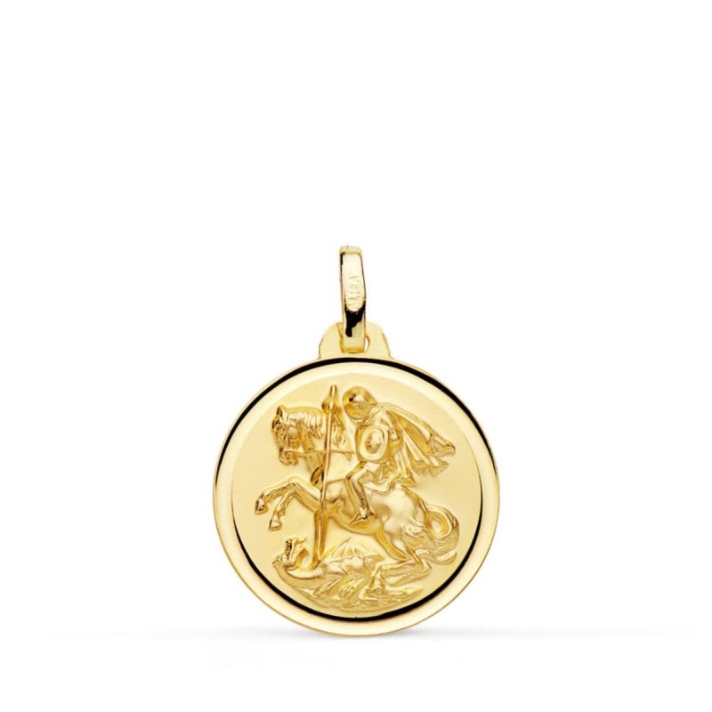Medalla Oro Amarillo San Jorge Bisel 18 Mm oro 18k