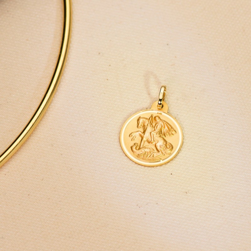 Medalla Oro Amarillo San Jorge Bisel 20 Mm oro 18k