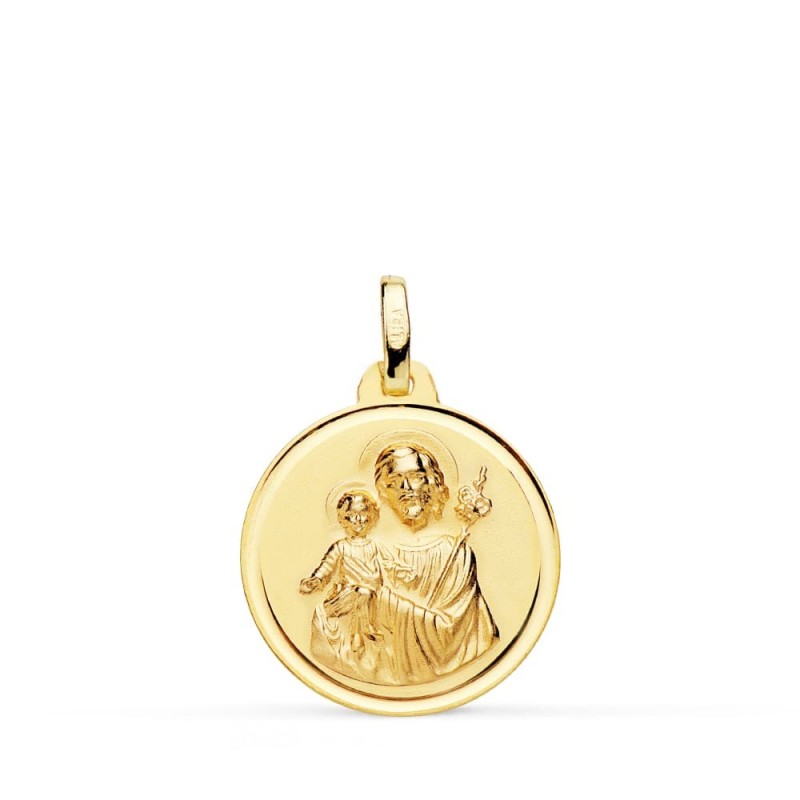 Medalla Oro Amarillo San Jose Bisel 18 Mm oro 18k
