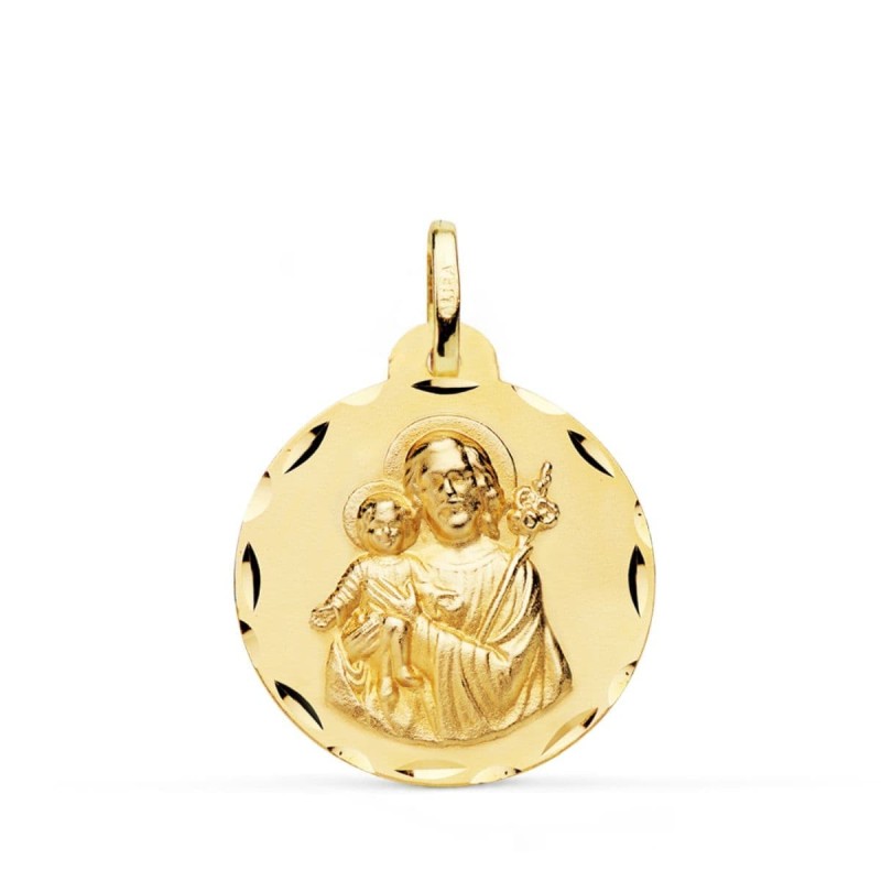 Medalla Oro Amarillo San Jose Tallada 22 Mm oro 18k